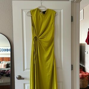 Citron Yellow House of Harlow Keyhole Ruched Midi Dress